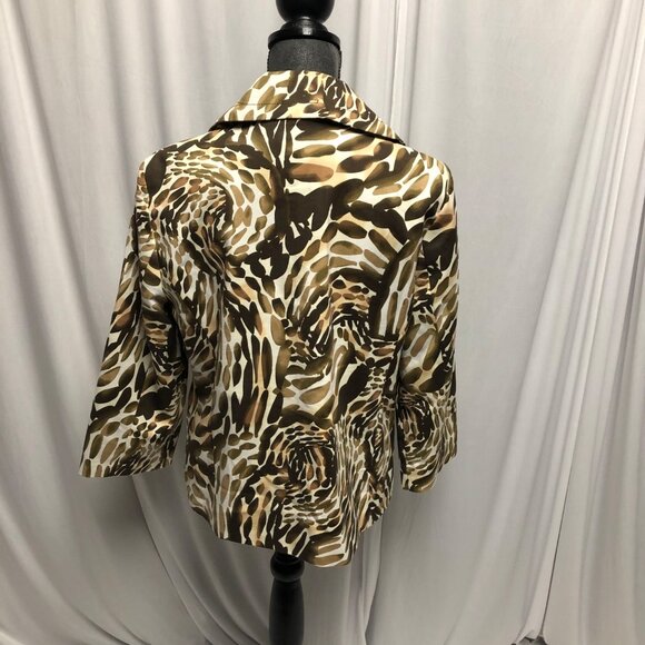 Rafaella Blazer Womens Size Large Brown Animal Print Lined Pockets Jacket - Picture 4 of 6